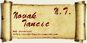 Novak Tančić vizit kartica